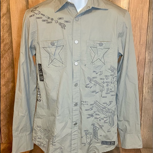 INC International Concepts Snap Button Gun Shirt Long Sleeves Size Small - Picture 1 of 8